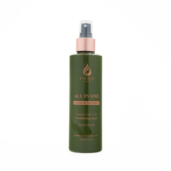 EVERLY ALL IN ONE CASTOR OIL TREATMENT MIRACLE LEAVE-IN CONDITIONING SPRAY 250ml إيڤيرلي رذاذ معالج للشعر